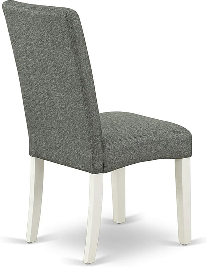 East West Furniture DRP2T07 Driscol Parson Dining Chairs - Gray Linen Fabric Padded Chairs, Set of 2, Linen White