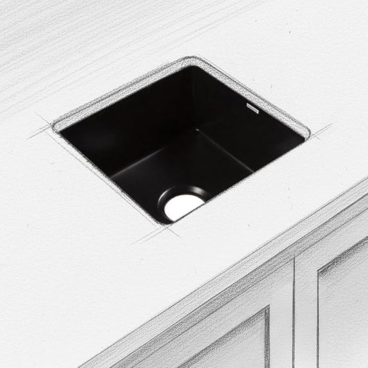 Sinkology Eden Fireclay Undermount Kitchen Sink, Undermount Installation, Surefire Finish (Matte Black, 18")