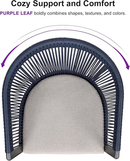 PURPLE LEAF Outdoor Dining Set for 8 All-Weather 10 Pieces Patio Aluminium Dining Oversized Table and Rope Weave Chairs Included Cushions for Backyard Indoor Kitchen Patio Furniture Set Gray and Navy