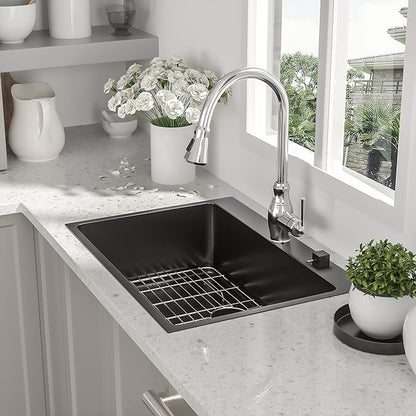 30 Inch Drop-in Sink - Beslend 30”x22”x10” Stainless Steel Gunmetal Black Topmount Kitchen Sink 16 Gauge 10 Inch Deep Single Bowl Kitchen Sink Basin