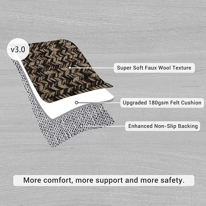 Washable Area Rugs 5x7 Rug for Living Room Braided Print Non Slip Modern Soft Bedroom Rug Farmhouse Throw Rugs Contemporary Stain Resistant Carpet for Dining Room 5'x7' Black/Brown