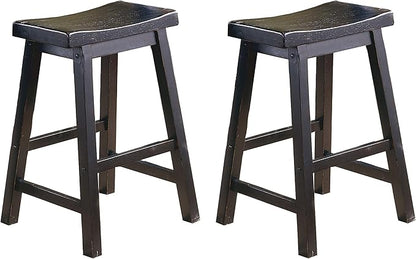 Lexicon Victoria Saddle Solid Counter Table Height Stool Set of 2 - Saddle Kitchen Stool Dining Height Stools for Dining, Armless Chair Seating, Perfect Casual - 23.5" Black Sand