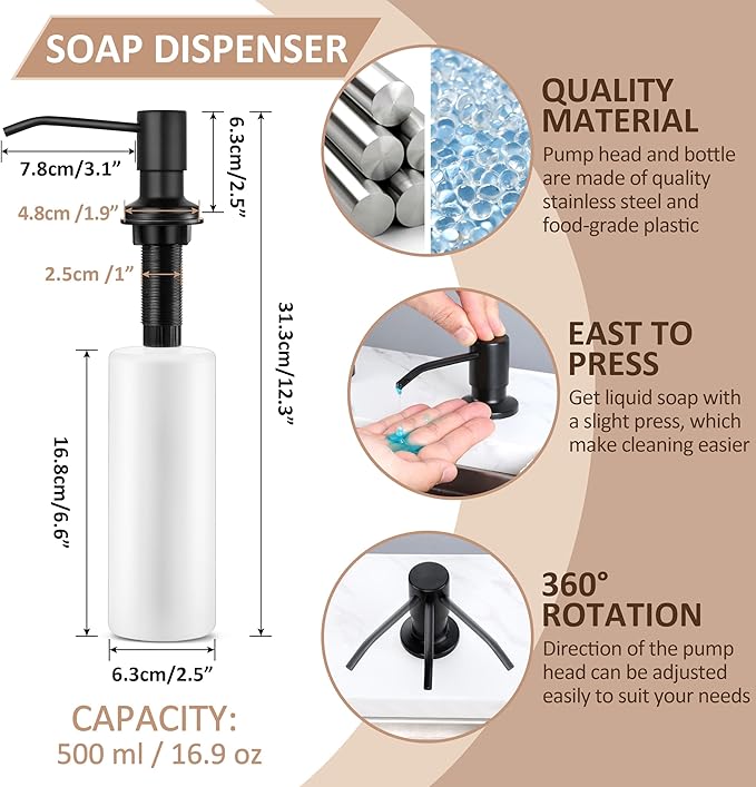 Touchless Kitchen Sink Faucet with Pull Down Sprayer, Herogo Matte Black Stainless Steel Motion Sensor Faucet with Soap Dispenser, Single Handle Smart Activated Kitchen Tap for Farmhouse RV Sink