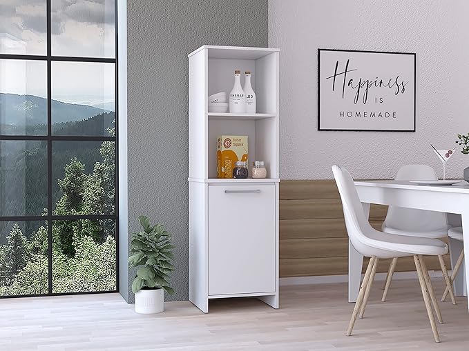 Modern Kitchen Pantry, White Storage Cabinet with 1-Shelf, Easy to Maintain, for Dining Room