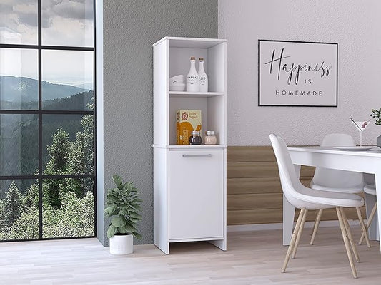 Modern Kitchen Pantry, White Storage Cabinet with 1-Shelf, Easy to Maintain, for Dining Room