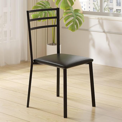 VECELO Metal Dining Chair Set of 2, Modern Armless with Cushioned Seat for Kitchen, Living Room, Black