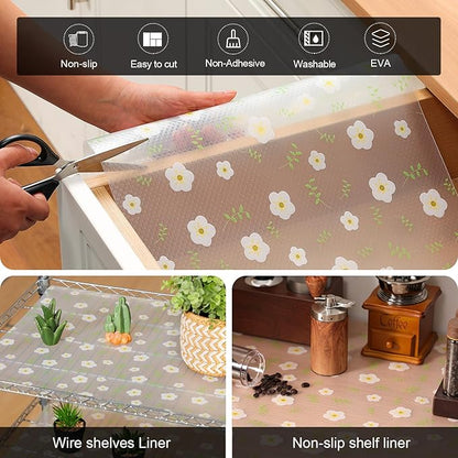 Cooyes Shelf Liner – Premium Non-Adhesive Cabinet & Drawer Liner for Kitchen – Waterproof Shelf Paper with Modern Pattern – Durable EVA Cabinet Mat – Easy to Cut （17.5" W x 197" L）