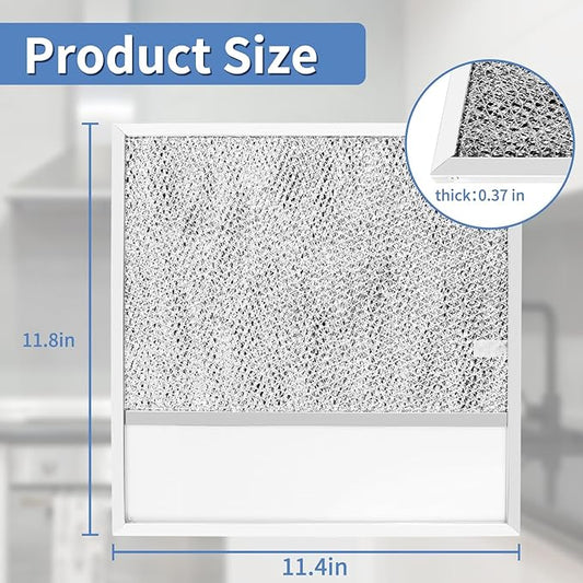 BP57 Range Hood Filter with Light Lens pack 2 for Broan-NuTone 43000 Series Stove Hood Vent Air Filter-Kitchen Exhaust Grease Aluminum Filter- 11-3/8 x 11-3/4 In
