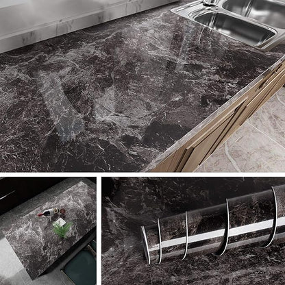 Livelynine Dark Marble Wallpaper for Counter Top Covers Peel and Stick Countertops for Kitchen Waterproof Marble Contact Paper for Countertops Counter Table Desk Covers Furniture Wrap 15.8"x78.8"