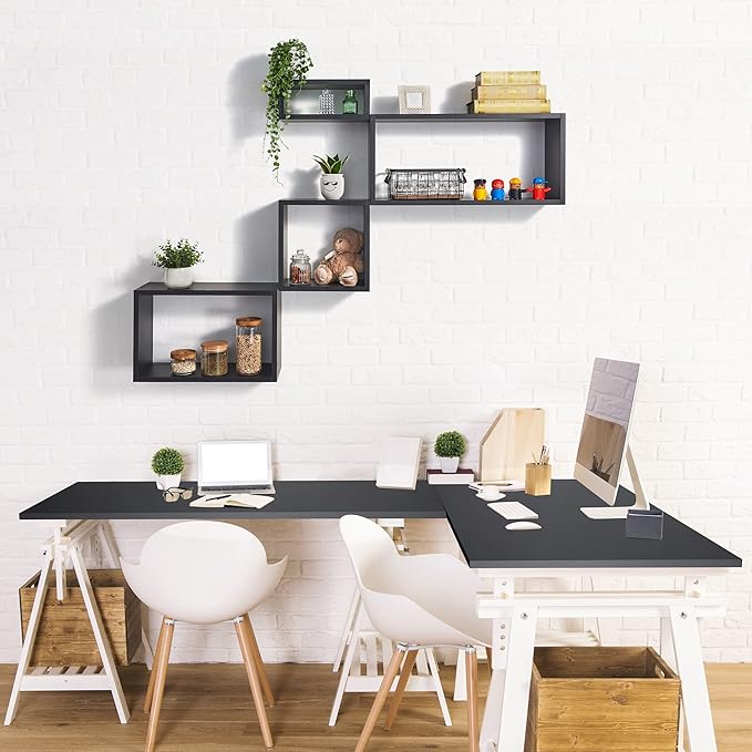 Kaboon 42x20 inches Tabletop, Solid One-Piece Desktop for Sit Stand Desk, Double Desks, L Desk DIY,Wood Countertop Home or Commercial Use,1 inch Thick, Black, 20" D x 42" W