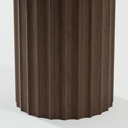 Casaphoria 46" Round Dining Table, Modern Wood Kitchen Table with Cylindrical Wide Bar Concave Base for Living Room & Dining Room, Easy Assembly Farmhouse Furniture for 4-6, Walnut