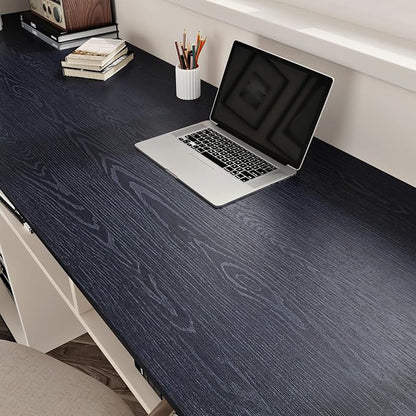 WESTICK Dark Blue Wood Grain Contact Paper for Countertops Waterproof Navy Peel and Stick Wood Wallpaper Self Adhesive Countertop Contact Paper Wooden Vinyl Wrap for Tables Desk Cabinets 15.8" x 196"