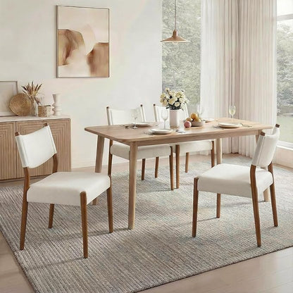 KISLOT Upholstered Dining Chairs Set of 6, Solid Wood Armless Kitchen Chairs with Soft Polyester Fabric, 18.9" Seat Height, Modern Dining Room Seating, 300 lbs Capacity, Linen