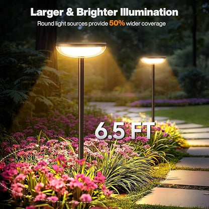 ELECLINK Tall Solar Pathway Lights Outdoor, 2 Pack Solar Garden Lights Outdoor Waterproof Bright Up to 15Hrs, Round Garden Light for Yard Flower Bed Patio Path Walkway Driveway Outside Decor