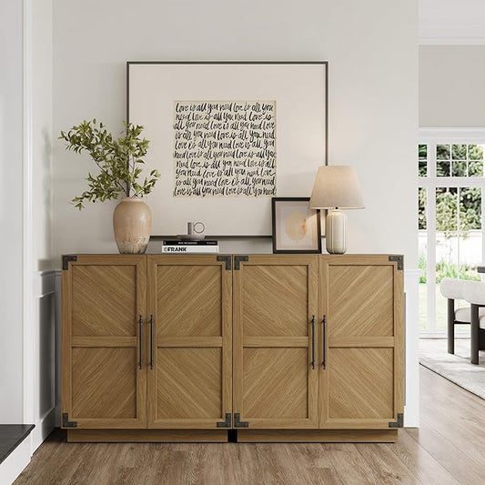 SICOTAS Sideboard Buffet Cabinet with Storage, Farmhouse Credenza with Doors & Adjustable Shelves, Storage Cabinet for Living Room, Entryway