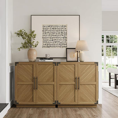 SICOTAS 92" Sideboard Buffet Cabinet with Storage – Extra Wide Farmhouse Credenza with Doors & Adjustable Shelves for Living Room, Entryway