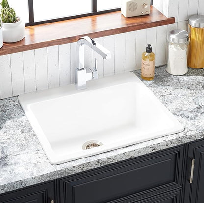 Signature Hardware 447657 Totten 25" Drop In or Undermount Single Basin Granite Composite Kitchen Sink