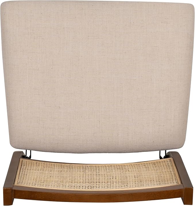 Powell Kasi Brown and Natural Rattan Cane Fully Assembled Foldable Wooden Dining Side Chair