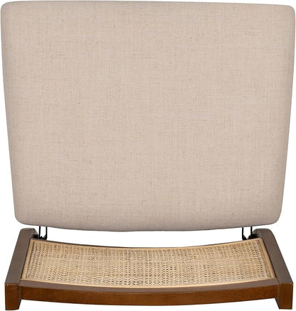 Powell Kasi Brown and Natural Rattan Cane Fully Assembled Foldable Wooden Dining Side Chair