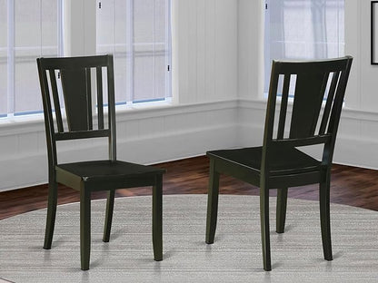 East West Furniture DUC-BLK-W Dudley Dining Room Chairs - Slat Back Solid Wood Seat Chairs, Set of 2, Black