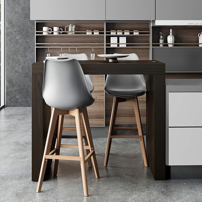 Mobili Fiver, Evolution High Table with Two Legs and Wireless Charger 47.2 x 23.6 in, Dark Walnut, Made in Italy