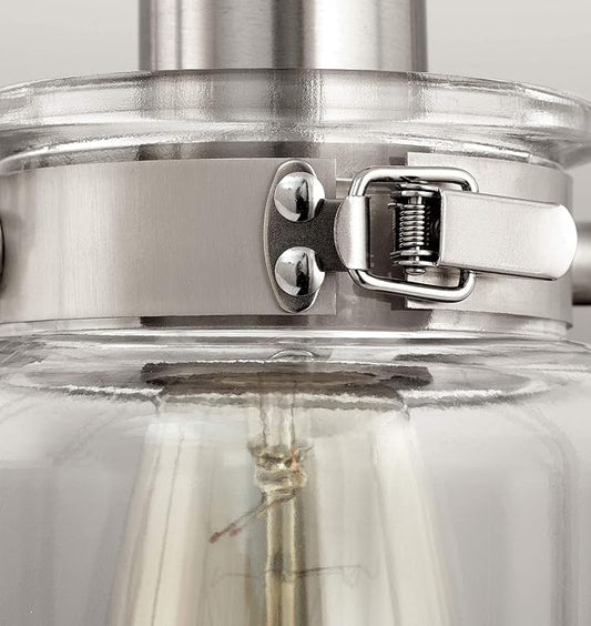 Progress Lighting P300048-009 Calhoun Collection Clear Glass Farmhouse Bath Vanity Light, 4-Light, Brushed Nickel
