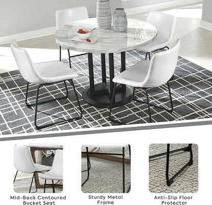 LEMBERI Faux Leather Dining Chairs Set of 2, 18 Inch Kitchen & Dining Room Chairs,Mid Century Modern Dining Chairs with Backrest and Metal Legs, Comfortable Upholstered Seat Chairs