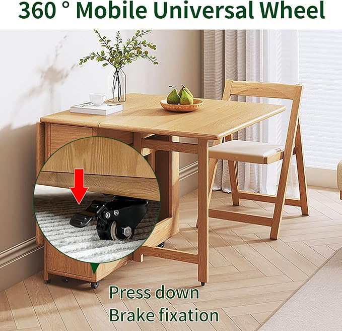 Expandable Table Dining Convertible Tables for Small Spaces Collapsible Kitchen Table Table with Wheels and Drawers Folding Desk Table,White,15cm