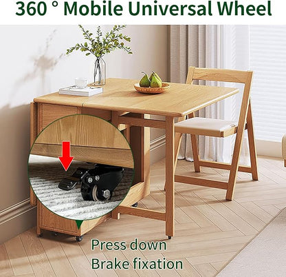 Wooden Convertible Tables for Small Spaces Drop Leaf Tables Folding Craft Table Collapsible Kitchen Table Compact Dining Table,White,14cm