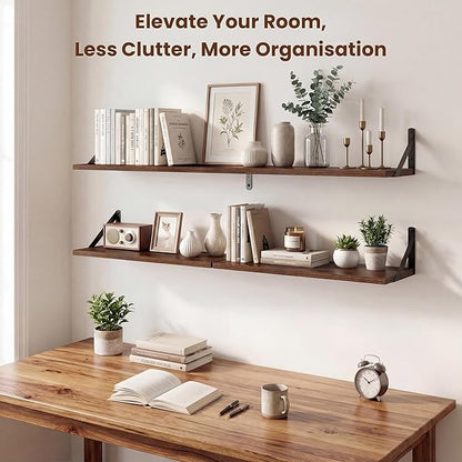 Axeman 36 Inch Floating Shelves | 8 Inch Deep Walnut Wall Shelves Set of 2 | 36''W x 8''D Rustic Walnut Shelves for Bathroom Living Room Bedroom Kitchen