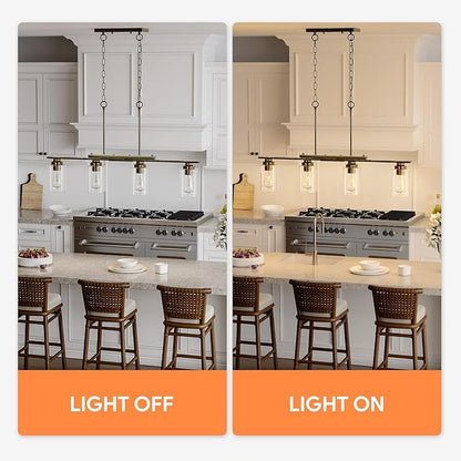 VONLUCE Kitchen Island Lighting, Dining Room Light Fixture Over Table with Glass Shade