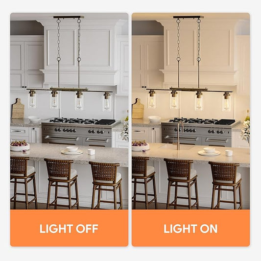 VONLUCE Kitchen Island Lighting, Dining Room Light Fixture Over Table with Glass Shade