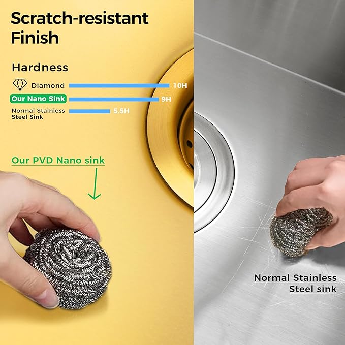 32 inch Gold Stainless Steel Undermount Kitchen Sink - CELAENO 32x19 Handmade 16 Gauge Single Bowl Workstation Sink, 10 Inch Deep Modern Kitchen Sink is Equipped with Various Accessories