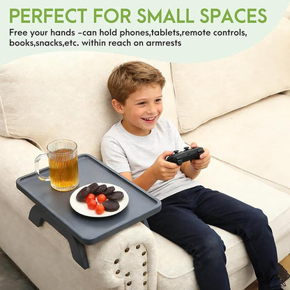 SINWANT Couch Arm Table,Sofa Arm Clip on Tray Tables,Bamboo Couch Armrest Table Suitable for Home Drinks/Eat/Fruit, Snack Chair Tray for Drink Eating