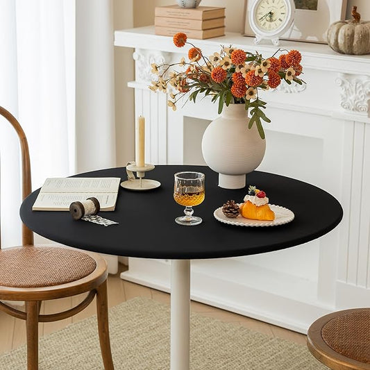 Asnomy Fitted Round Washable Table Cover, Wipeable Waterproof Table Cloth Fits 40"-44" Diameter Round Table for Dining,Camping,Banquets,Parties,Indoor and Outdoor, 2PC