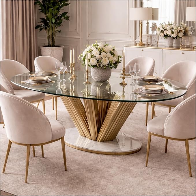 24x48" inch Oval Tempered Glass Table Top - 1/4 inch Thickness & Flat Polished Edge - Clear Surface & Scratch Resistant - Ideal for Dining Room, Kitchen, Side, Office, Patio & Round Coffee Tables