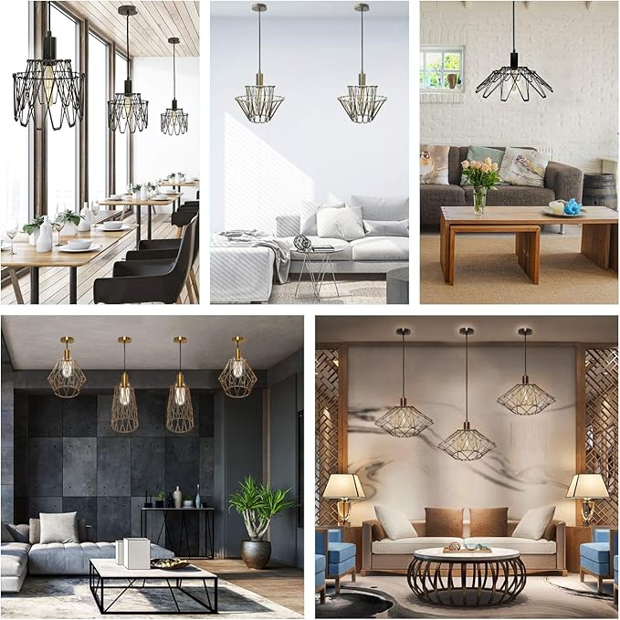 Royal Designs, Inc. Foldable Industrial Metal Pendant Light with Adjustable 7 ft Long Lamp Cord & Canopy, Create 9 Different Shapes, Polished Nickel, Single