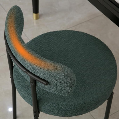 DYHOME Boucle Dining Chairs Set of 4, Upholstered Kitchen Dining Room Chairs, Side Chairs with Thick Cushions and Metal Legs for Kitchen Living Room, Green