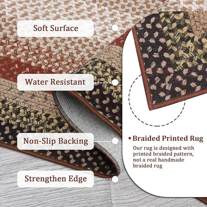 Imitation Braided Collection-Print Washable Rugs 5x7 Rug for Living Room Modern Geometric Rugs for Bedroom Farmhouse Non Slip Entryway Rug Soft Stain Resistant Carpet for Entrance Dining Room