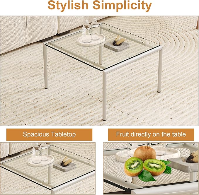 20" x 20" Tempered Glass Table Top Square 0.23" Thick Flat Polished Edge Top Protector for Dining, Patio, Coffee Table (20x20 inch)