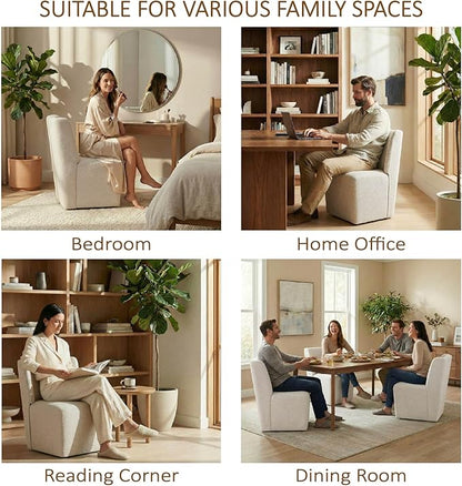 KISLOT Upholstered Dining Chairs Set of 2 with Casters, Wingback Modern Side Armless Deskchair with Rollers for Diningroom Bedroom Livingroom Reading Room, Linen Fabric
