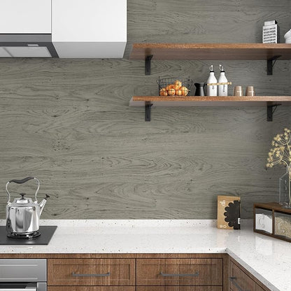 WESTICK Light Brown Wood Look Contact Paper Self Adhesive Wooden Wallpaper Peel and Stick Countertops Wood Grain Contact Paper for Kitchen Cabinet and Drawers Removable Wooden Vinyl Wrap 15.8" x 393"