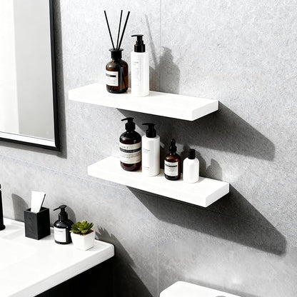 Floating Shelves for Wall(Set of 2)-16 Inch White Wood Wall Shelf with Invisible Brackets for Bathroom,Bedroom,Drawingroom,Kitchen for Decor(White 2pcs)