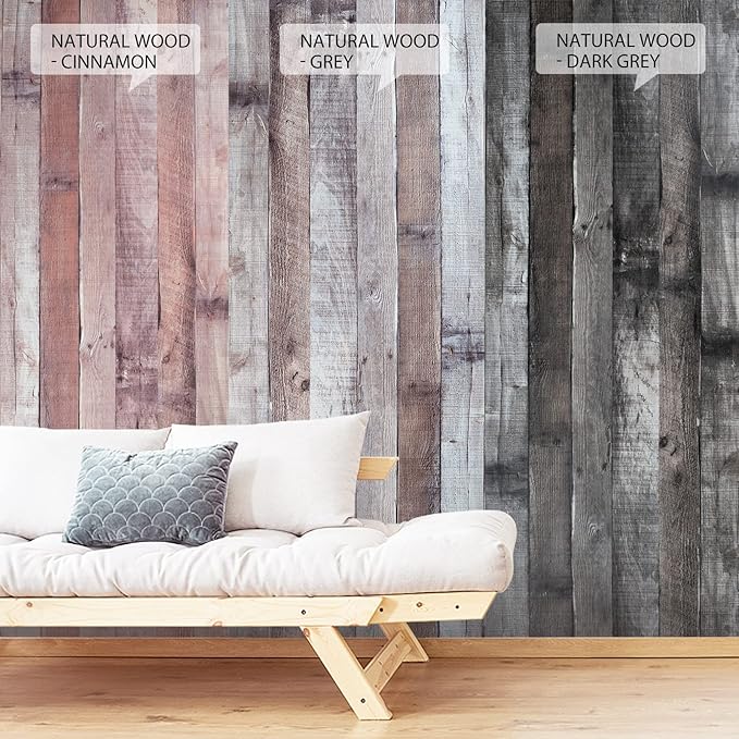 Yun-aeon Natural Wood-Grey Wood Contact Paper Peel and Stick Wallpaper 17.3"x 472"Self Adhesive Removable Vintage Faux Wood Wall Paper Plank Shelf Home Decoration Kitchen Counter Cover Use