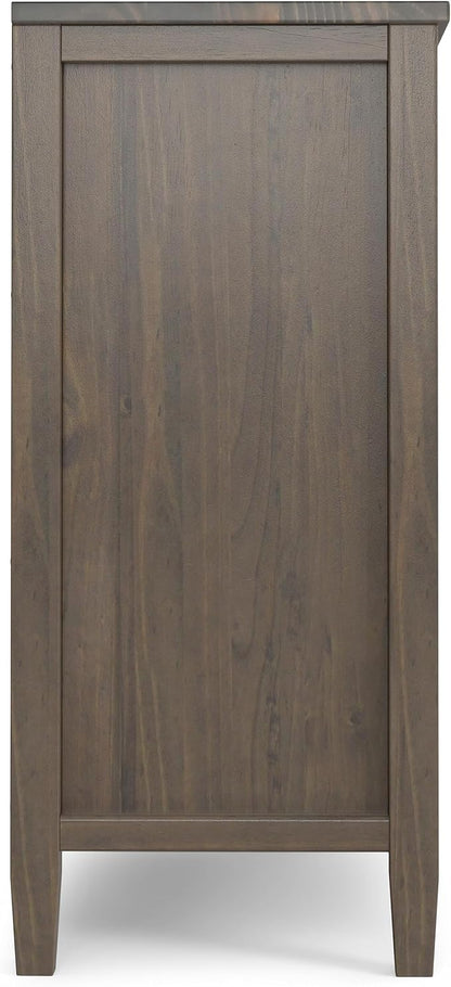 SIMPLIHOME Ela Storage Cabinet - 32 inch Wide Solid Wood 2-Shelf Low Storage Cabinet in Smoky Brown, Transitional Accent Cabinet for Entryway or Living Room with Shaker Style Doors and Shelves