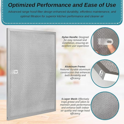 Broan Model BPS1FA36 Range Hood Filter 11-3/4" X 17-1/4" X 3/8" Replacement for NuTone Allure 36" WS1 and Broan QS1 36-Inch Filter Aluminum (2-Pack)