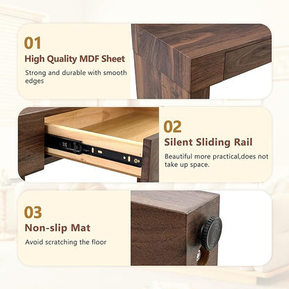Counter Height Dining Set with Rattan Back Stools,Bar Table with 2 Drawers,Upholstered Kitchen Island Chairs,Chrome Cantilever Frame,Modern Furniture for Dining Room (Walnut Table,No Chairs)