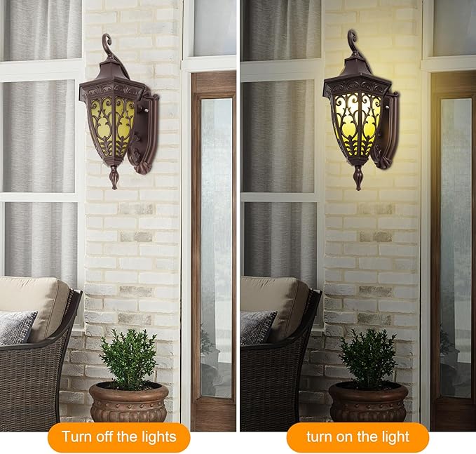 Outdoor Wall Light Fixtures, IP55 Waterproof Outside Wall Lantern Retro Exterior Wall Sconces Vintage Wall-Mounted Lights for Garage House Porch Doorway, E26 w/o Bulb
