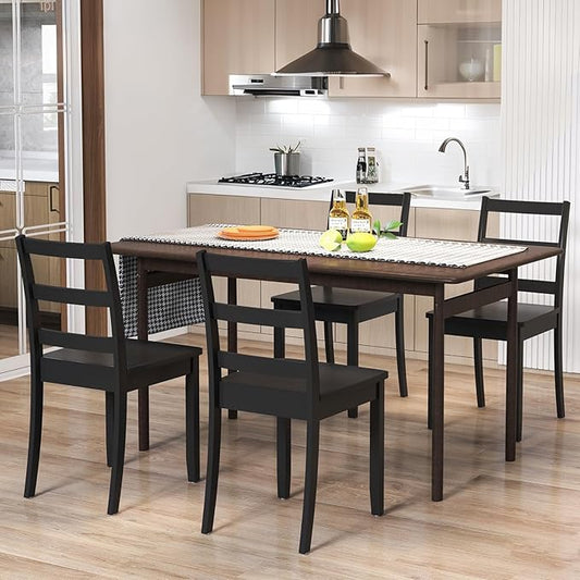 ERGOMASTER Wooden Dining Chairs Set of 4, Farmhouse Armless Wood Kitchen Chair with Back, Restaurant Side Chairs for Study, Dining Room, Black