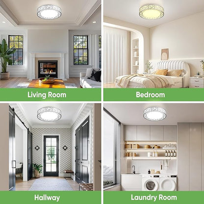 Lightania 12 Inch Flush Mount Ceiling Light, Modern Brushed Nickel LED Ceiling Light Fixture, 20W 1400LM 2700-6500K Adjustable, Dimmable Ceiling Lights for Bedroom, Kitchen, Hallway, Bathroom, ETL